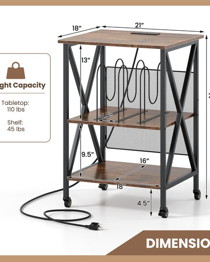 Giantex Record Player Stand with Charging Station