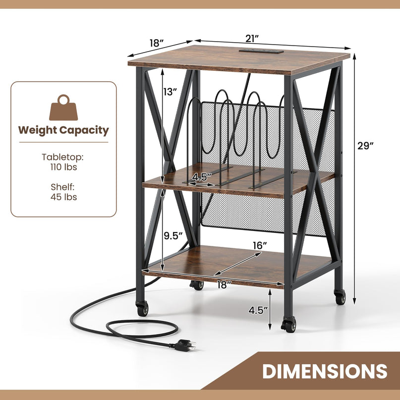 Giantex Record Player Stand with Charging Station