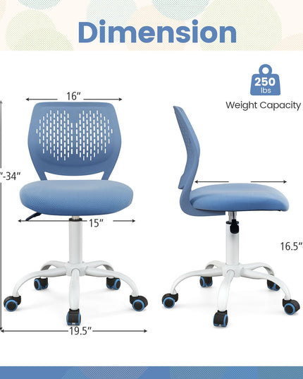 Giantex Kids Desk Chair, Children Armless Study Chair with Adjustable Height, for Girls Boys Teens