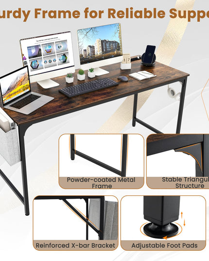 Giantex 30 FT Conference Table with Charging Station, 60" x 24" Rectangular Large Meeting Room Desk with Storage Bag & Hook