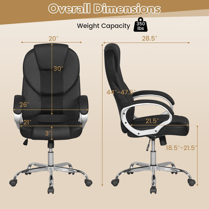 Fauteuil de bureau ergonomique Giantex en maille avec accoudoirs rembourrés et dossier inclinable
