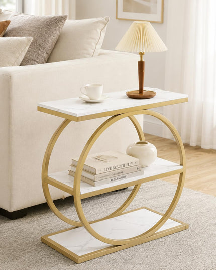 GIANTEX 3-Tier Faux Marble Narrow End Table with Storage (1/2)