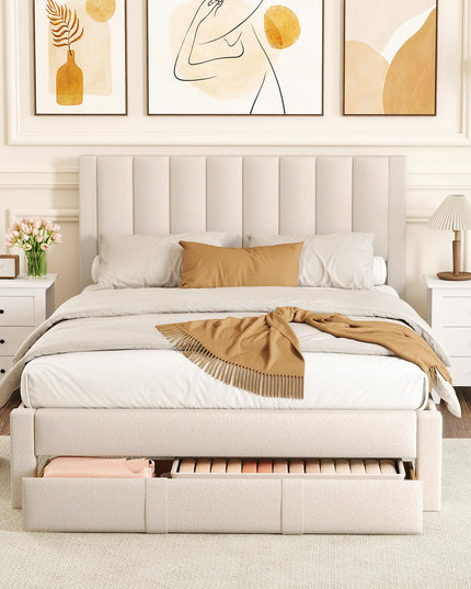 Cadre de lit Queen Size Giantex avec tiroir de rangement