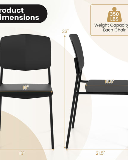 Giantex Stackable Dining Chairs Set, Modern Kitchen Chairs w/Metal Legs & Curved Back, Load up to 350 LBS