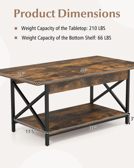 Giantex 2 ier Coffee Table with Storage Shelf for Living Room