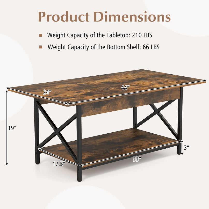 Giantex 2 ier Coffee Table with Storage Shelf for Living Room