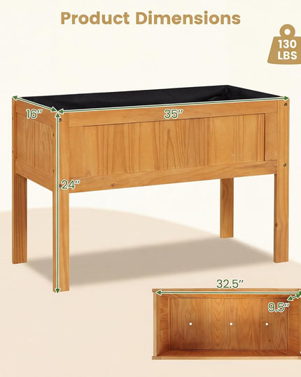 Giantex Solid Wooden Raised Garden Bed w/Legs (35"L x 16"W x 24"H)