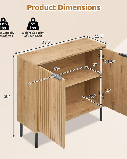 GIANTEX Fluted Buffet Cabinet | 2-Door Sideboard w/Storage
