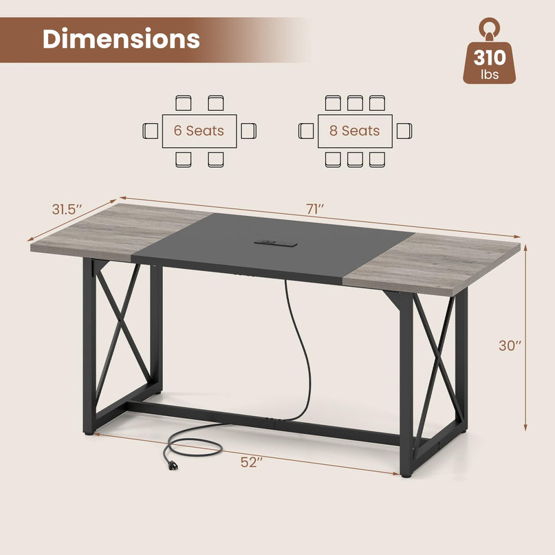 Giantex 6FT Conference Table with Power Outlets