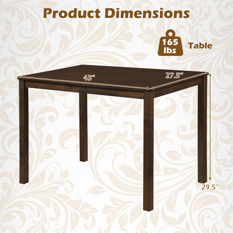 Giantex  43.5" Solid Rubber Wood Kitchen Table
