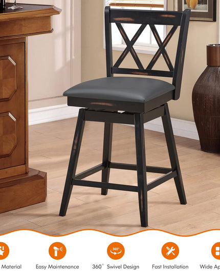Giantex Bar Stool with Foot Rest Upholstered Cushion & Ergonomic Backrest