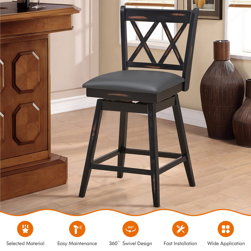 Giantex Bar Stool with Foot Rest Upholstered Cushion & Ergonomic Backrest