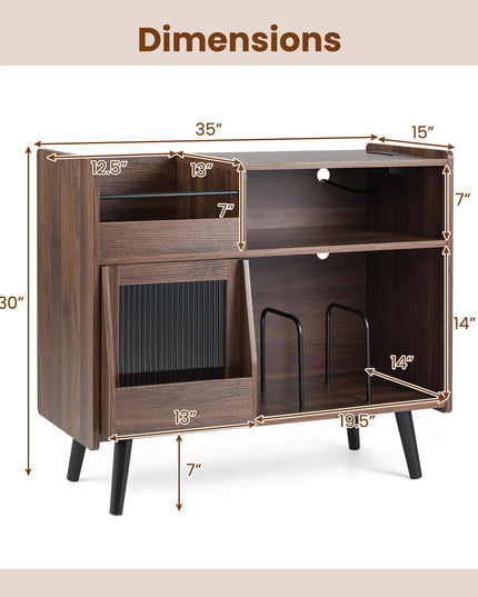 Grand meuble pour tourne-disque Giantex avec lumière LED