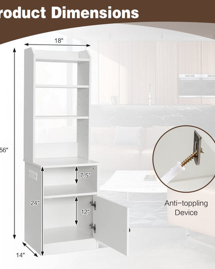 Giantex Nightstand with Charging Station - 55" Tall Bedside Table