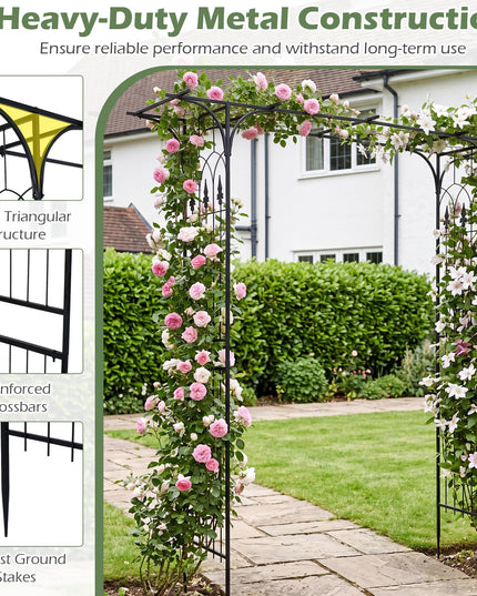 Arche de jardin en métal Giantex, tonnelle de mariage pour cérémonie, treillis de jardin pour diverses plantes grimpantes