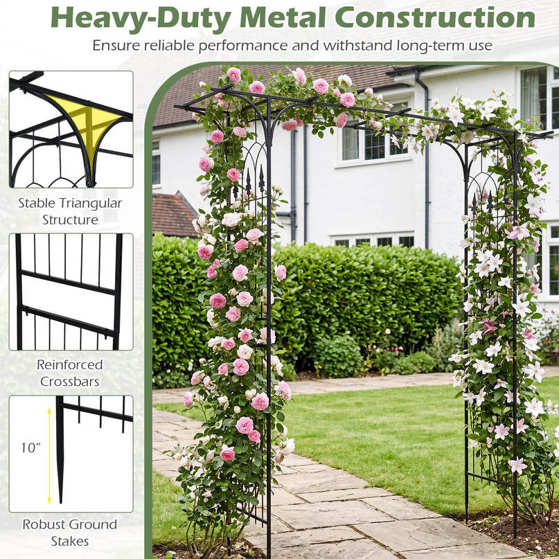 Arche de jardin en métal Giantex, tonnelle de mariage pour cérémonie, treillis de jardin pour diverses plantes grimpantes