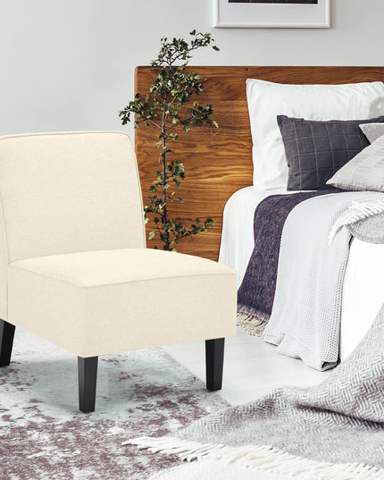 Giantex Upholstered Accent Chair Set of 2, Fabric Single Sofa Armless Accent Chair, Beige