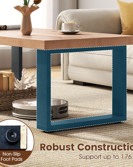 Giantex 47 Inch Industrial Wood Center Table with 1.8" Tabletop