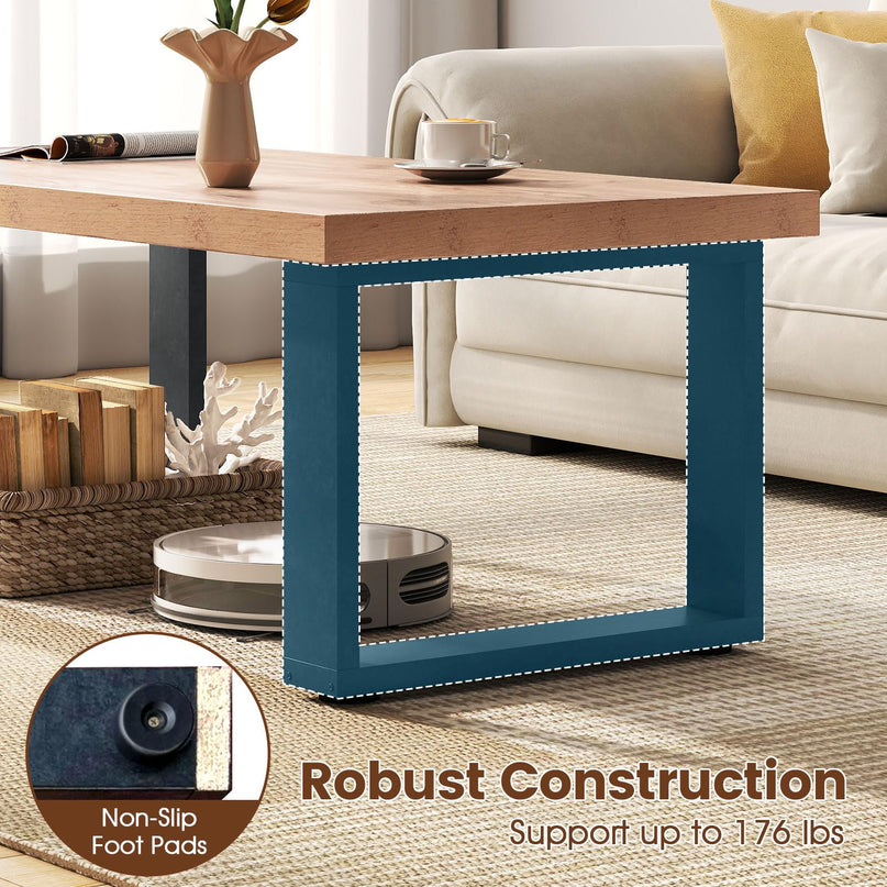 Giantex 47 Inch Industrial Wood Center Table with 1.8" Tabletop