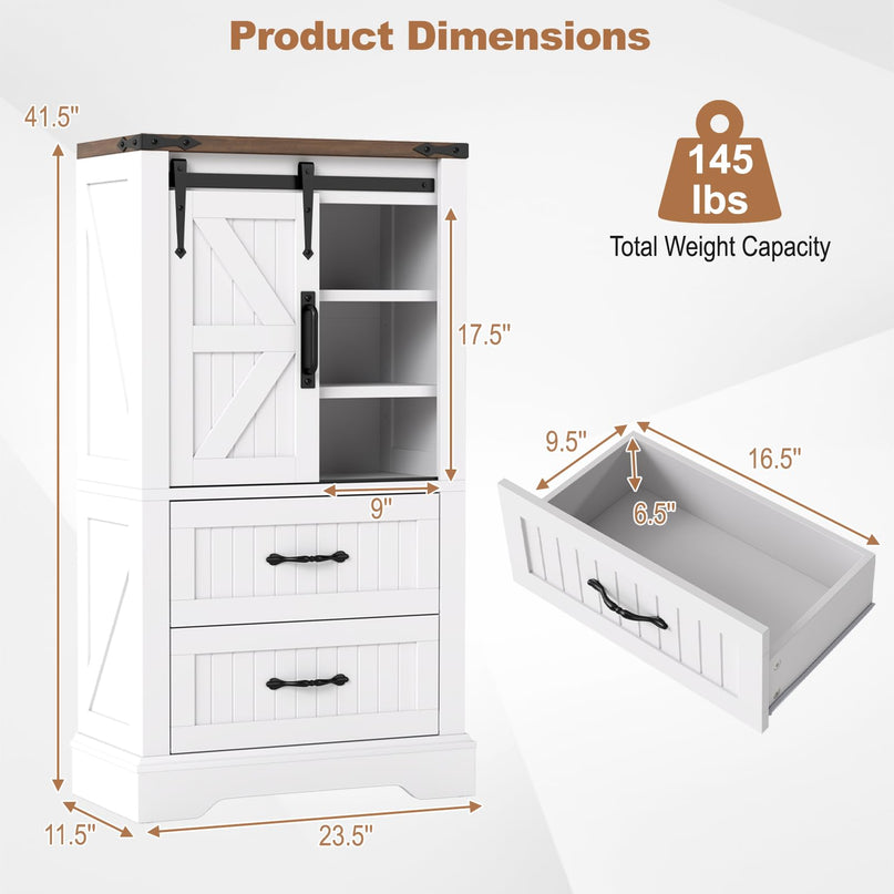 Giantex Bathroom Storage Cabinet w/Sliding Barn Door for Living Room