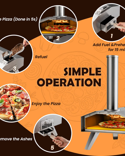 Giantex Outdoor Pizza Oven with 12'' Pizza Stone, Foldable Legs, Portable Stainless Steel Steel Pizza Maker for Outside