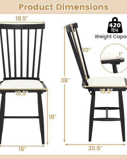 Giantex Windsor Dining Chairs Set of 2/4 w/Spindle Back & Removable Seat Cushion
