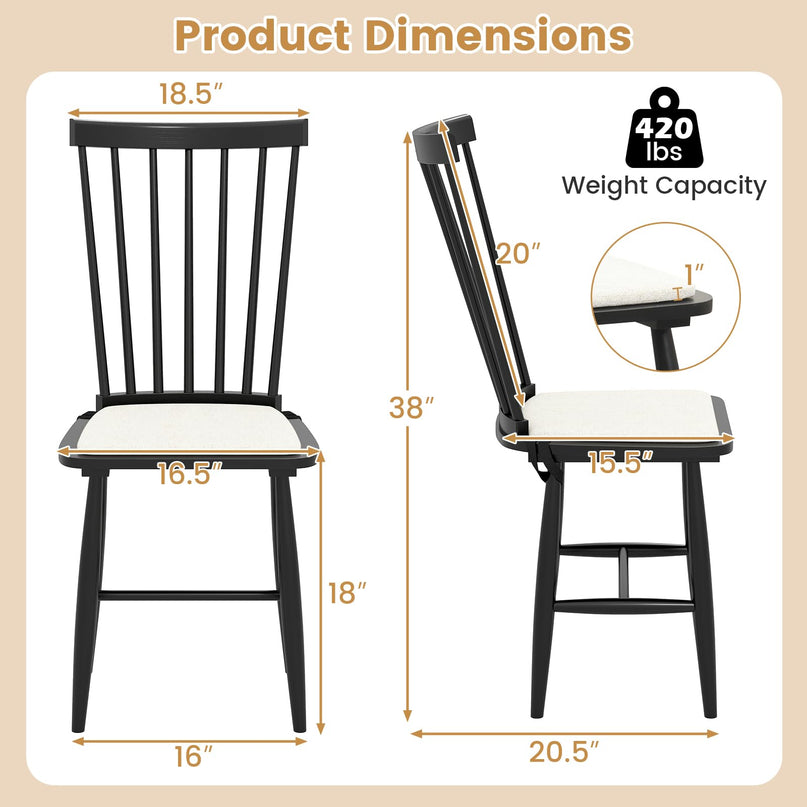 Giantex Windsor Dining Chairs Set of 2/4 w/Spindle Back & Removable Seat Cushion