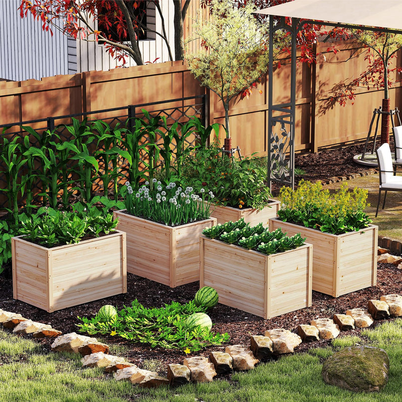 Giantex 40"x25"x26" Elevated Planter Box with Open-Ended Base for Deep-Rooted Plant
