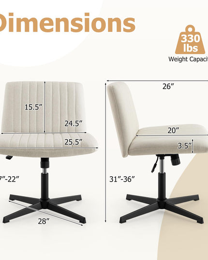 Giantex Criss Cross Chair, Fabric Cross Legged Office Desk Chair No Wheels