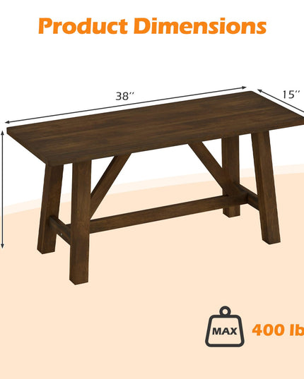 Giantex 38" Wooden Dining Bench with Rubber Wood Frame