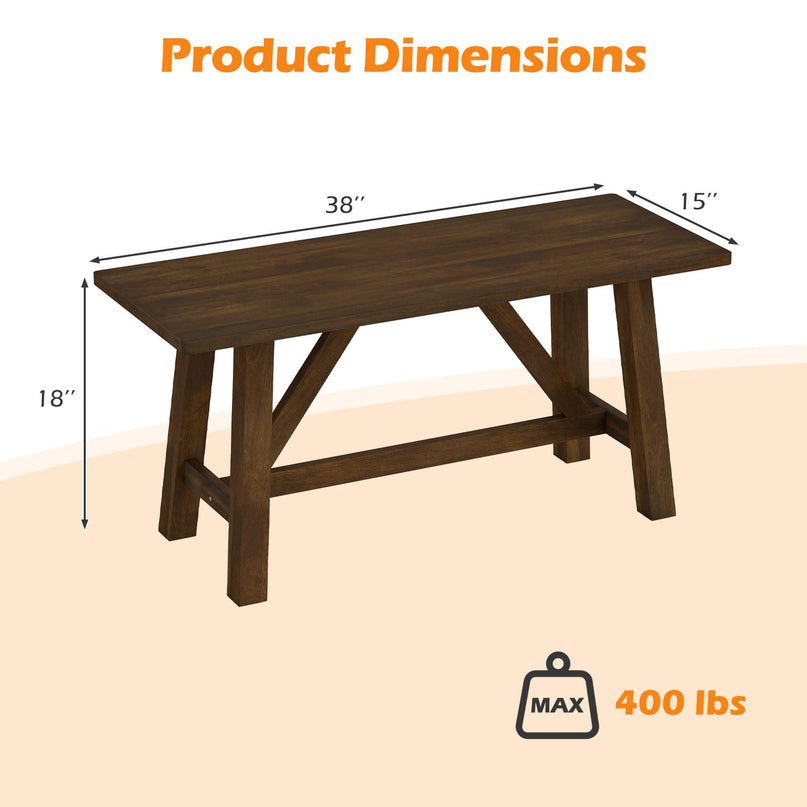 Giantex 38" Wooden Dining Bench with Rubber Wood Frame