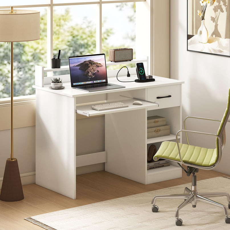 Giantex Modern Home Office Desk with Keyboard Tray PC Laptop Table Workstation