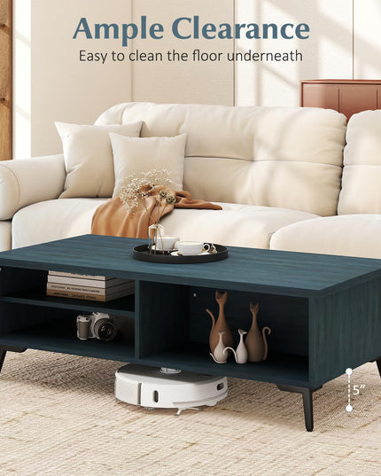 Giantex Mid Century Modern Coffee Table with Storage Shelves
