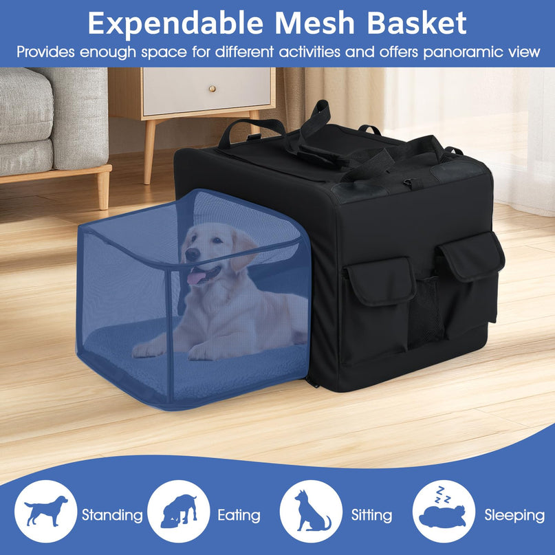 Giantex Portable Dog Crate for Travel Expandable Soft-Sided Pet Carrier with Mesh Windows