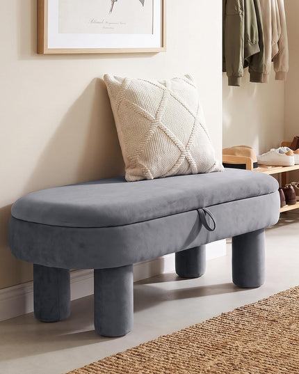GIANTEX 41" Oval Ottoman with Storage and Upholstered Seat
