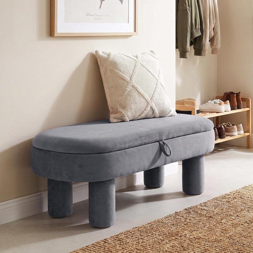 GIANTEX 41" Oval Ottoman with Storage and Upholstered Seat