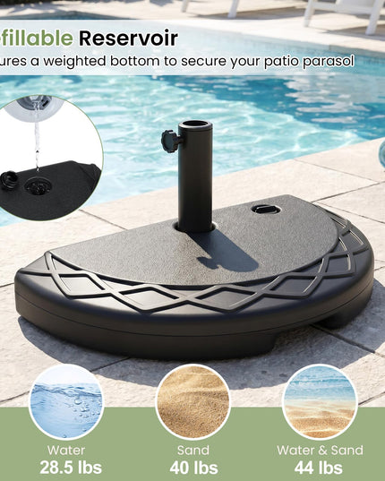 Giantex Half Round Patio Umbrella Base 44 lbs Fillable Half Umbrella Stand