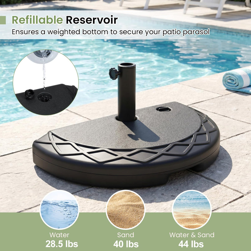 Giantex Half Round Patio Umbrella Base 44 lbs Fillable Half Umbrella Stand