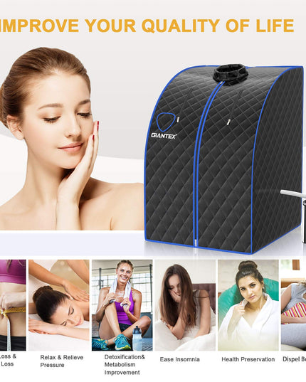 Giantex Portable Steam Sauna, Personal Therapeutic Sauna for Detox, Temperature & Timer Adjustable