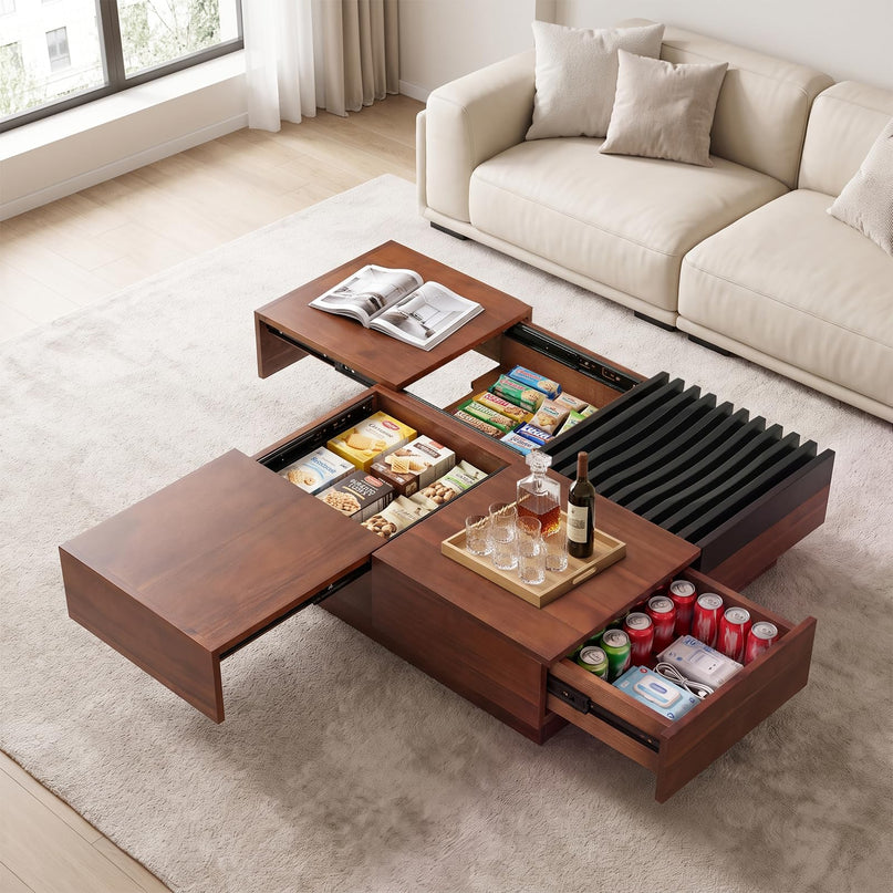 GIANTEX 32" Square Coffee Table with Sliding Top