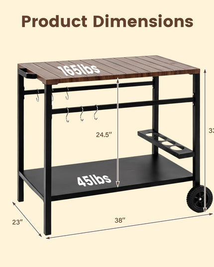 Giantex Outdoor Grill Cart with Stainless Steel Top & Storage Shelf