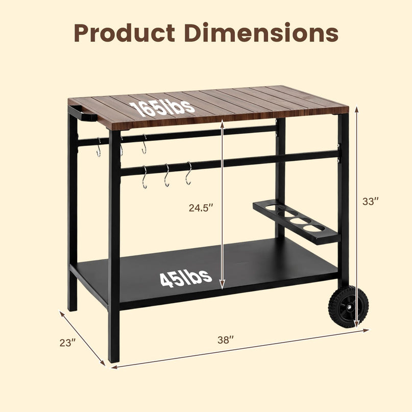 Giantex Outdoor Grill Cart with Stainless Steel Top & Storage Shelf
