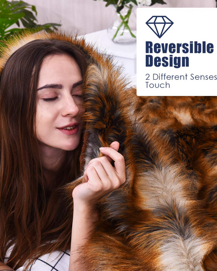 Faux Fur Throw Blanket, Ultra Soft Fuzzy Bed Blankets