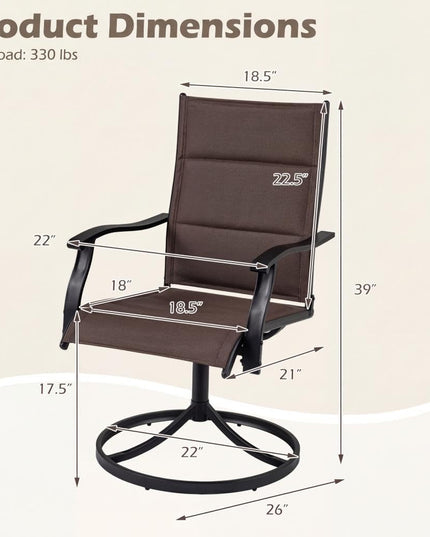 Giantex Patio Swivel Chairs Set of 2/4 w/Padded Seat & High Back