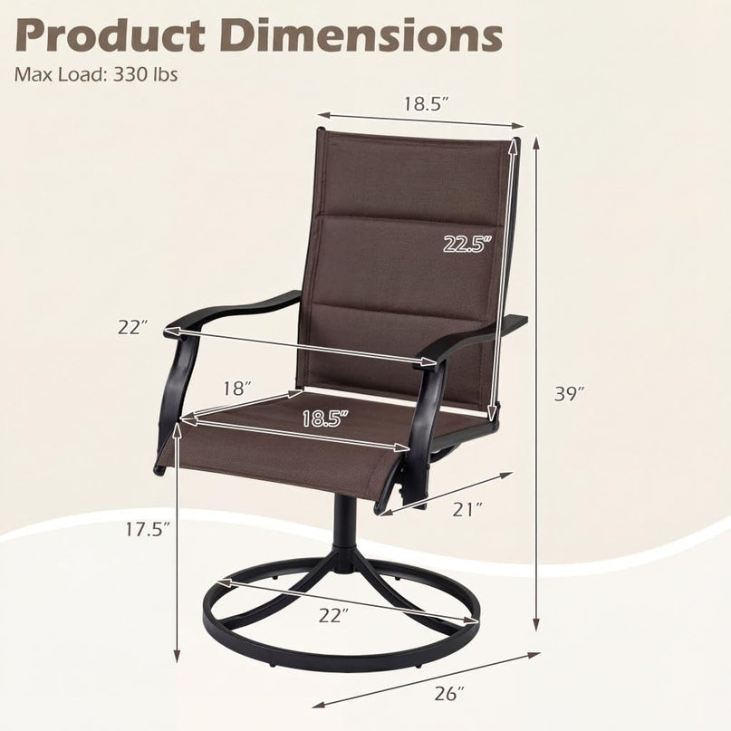Giantex Patio Swivel Chairs Set of 2/4 w/Padded Seat & High Back