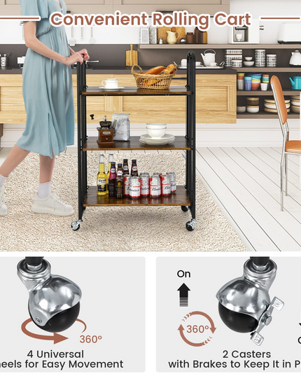 Giantex Foldable Storage Shelves with Wheels