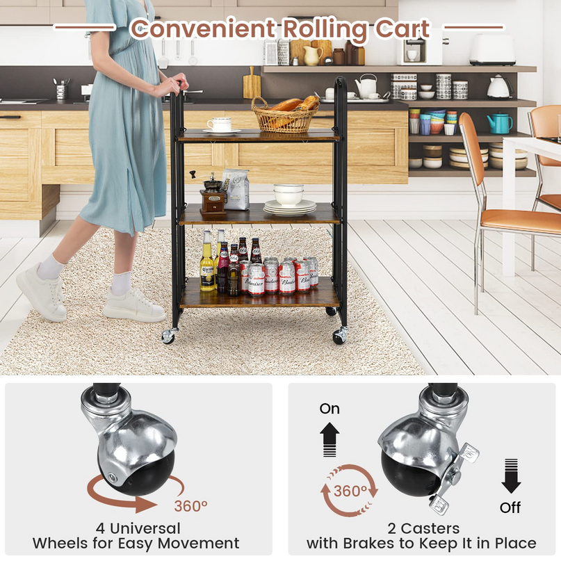 Giantex Foldable Storage Shelves with Wheels
