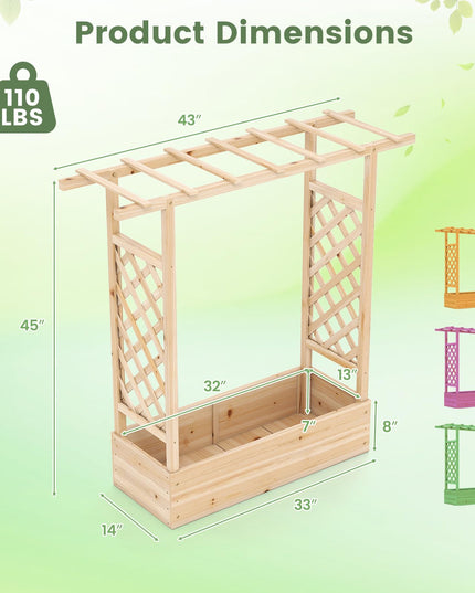 Giantex 45" Wooden Raised Garden Bed with Trellis & Hanging Roof