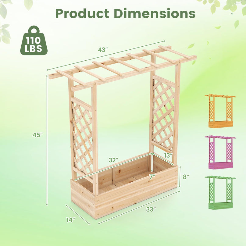 Giantex 45" Wooden Raised Garden Bed with Trellis & Hanging Roof