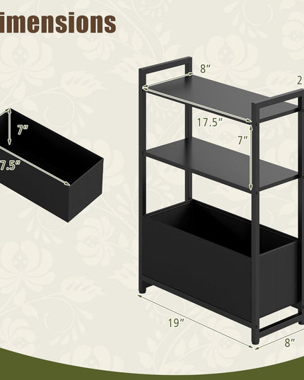 GIANTEX 8" Narrow End Table with Fabric Drawer & Storage Shelves (1/2)